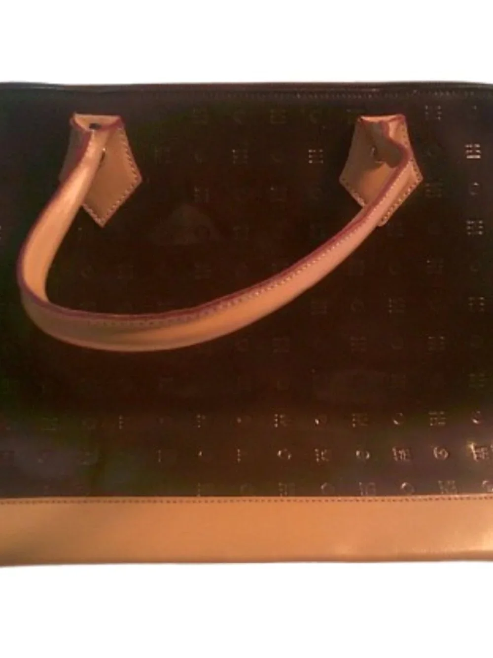 ARCADIA Italian Designer Burgundy Luxury Patent Leather Top Handle Purse